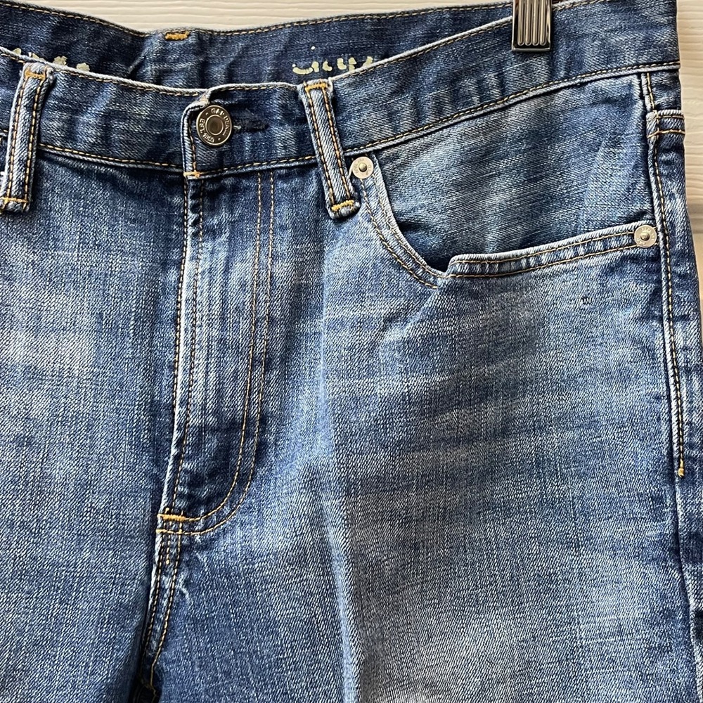GAP Men's Denim 34x28 Mid Rise Skinny Antiqued Destroy‎ Light Wash Distressed